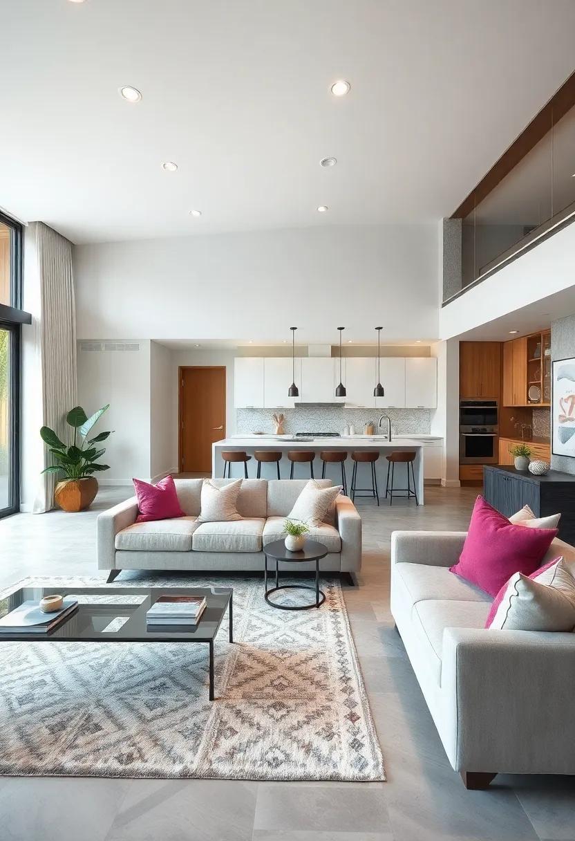 Create zoning with area rugs to define⁣ the living ⁣and dining areas without ​sacrificing the openness of the layout