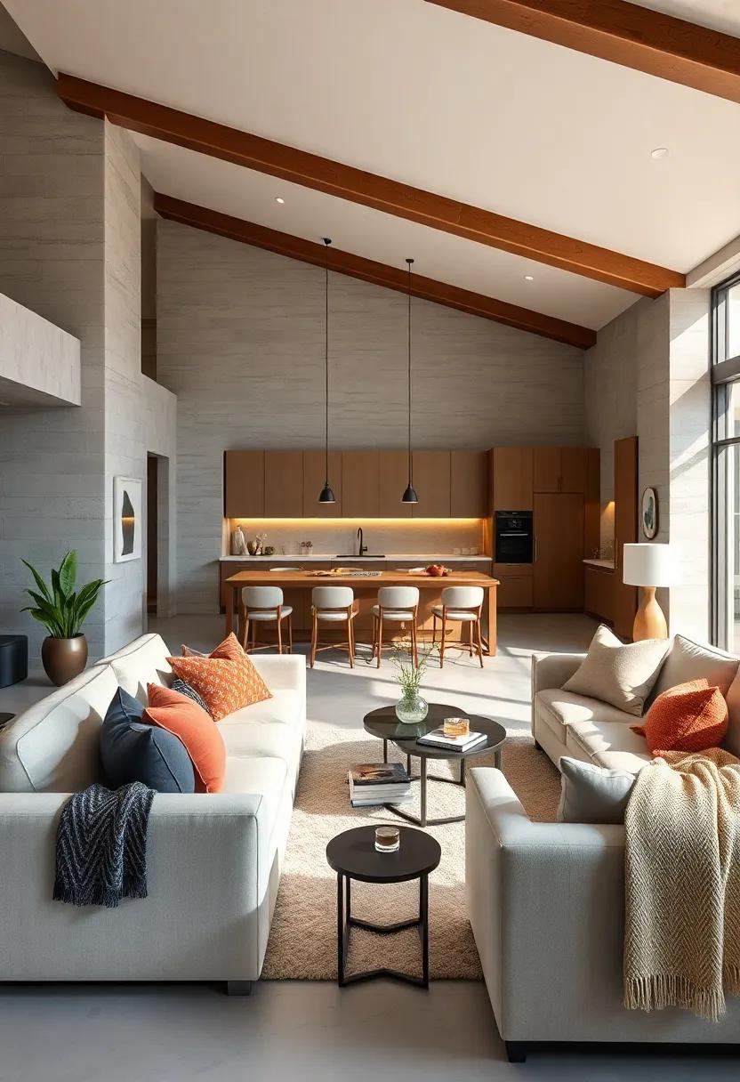 Opt for ⁢a mix of textures with plush sofas, soft throws, ⁣and sleek ⁤kitchen ⁣surfaces to add depth and interest