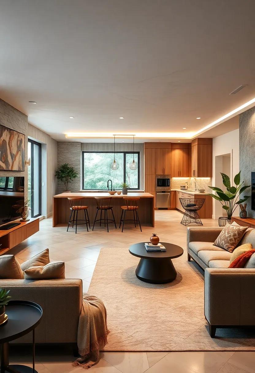 Use⁢ recessed lighting in the kitchen area to maintain a clean aesthetic while offering ​flexibility in ⁣illumination