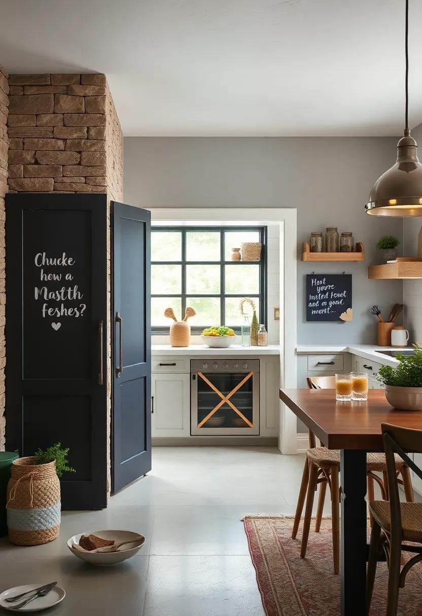 Chalkboard Pantry ⁤Doors: Use chalkboard⁢ paint on pantry ⁤doors to ⁣create a functional and⁣ fun message board for family ‌members