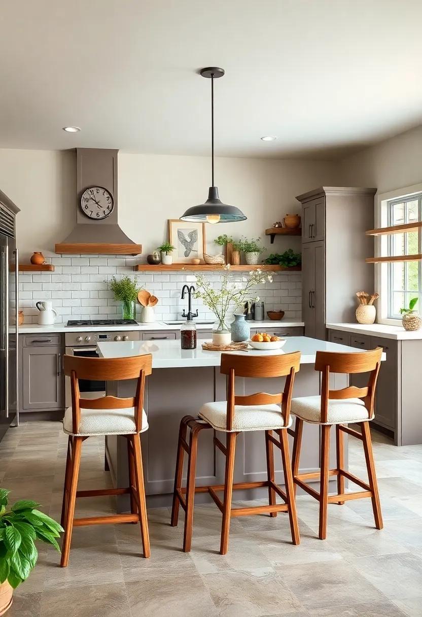 Country-Style Bar⁤ Stools: Opt for ‌wooden or upholstered bar stools that provide ⁣comfort while enhancing your kitchen's aesthetic