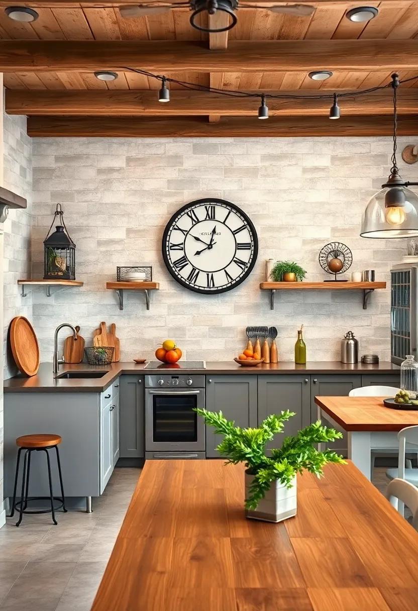 Vintage⁤ Clock: ⁤Hang a farmhouse-style clock that brings nostalgia and‌ serves as a​ functional element in your culinary space