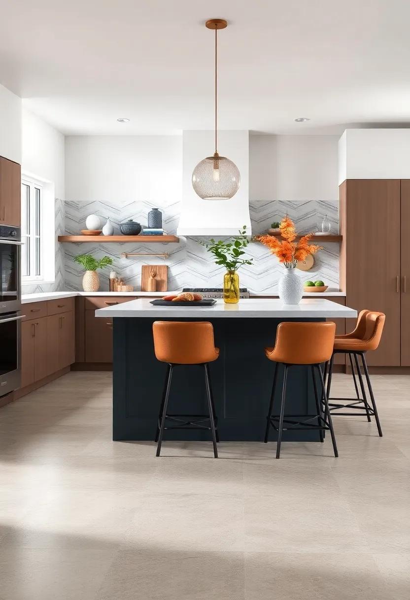 Bold Paint⁣ or wallpaper Accent⁢ - Consider‌ a bold paint color or removable wallpaper on the island’s base to create an eye-catching contrast against​ neutral⁤ tones