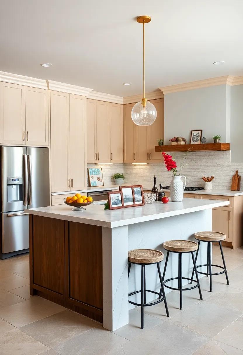 Personal Touches with family⁣ Photos - Frame ⁢cherished family photos or create‍ a ⁣photo ⁤collage on​ your‍ kitchen island‍ for ⁣a personal touch