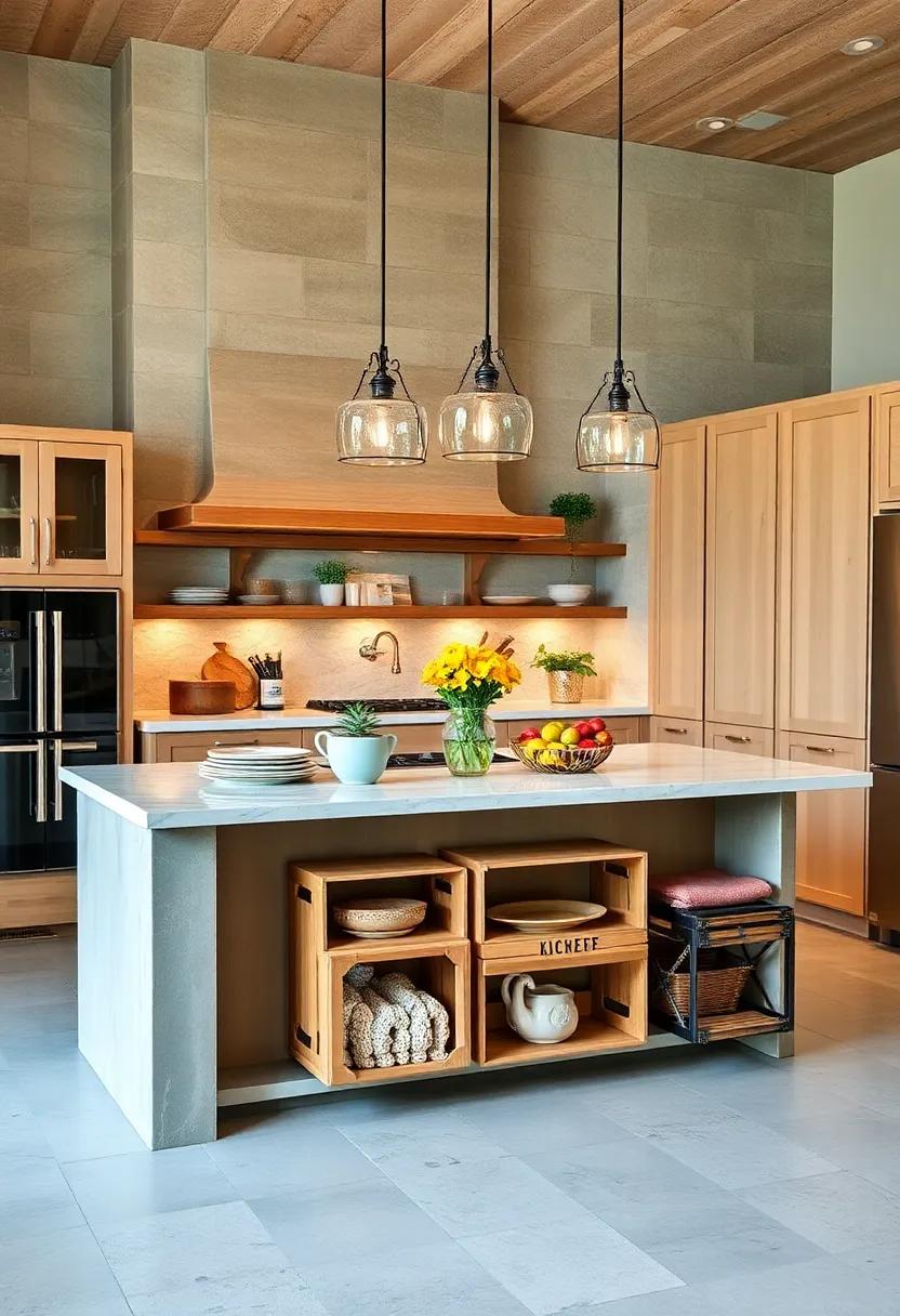 Rustic Wooden Crates for Storage -⁤ Use ⁣wooden crates to store kitchen⁣ essentials or hold fruits and vegetables and add a rustic ​touch to ‍your island