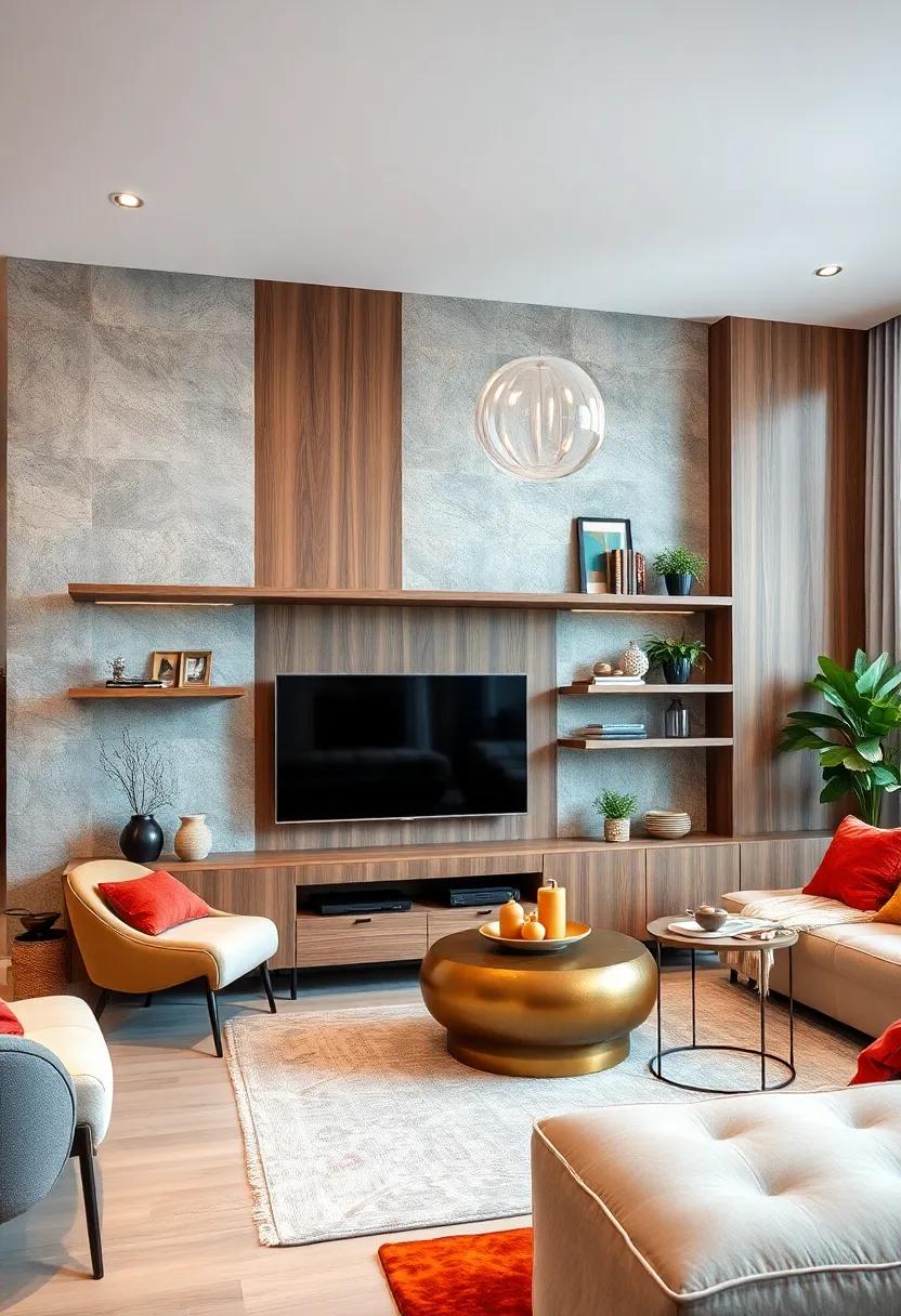 Eclectic Mix: Choose a wall unit that combines various materials and textures—like wood and ‍metal—to create a unique focal point in your living space