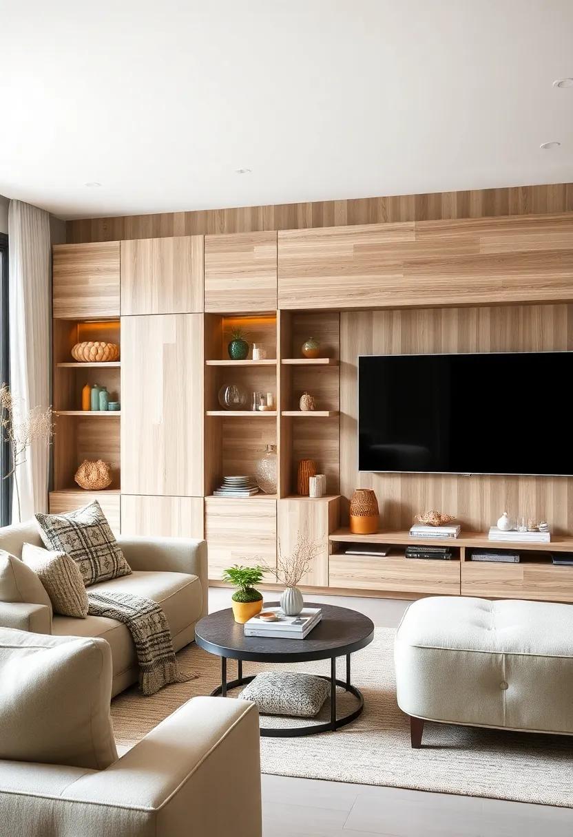 Coastal⁢ Vibes: Light,‍ airy wall units‍ made with driftwood finishes evoke ⁢beachy relaxation, perfect ‌for ⁤showcasing seaside-themed decor alongside media storage