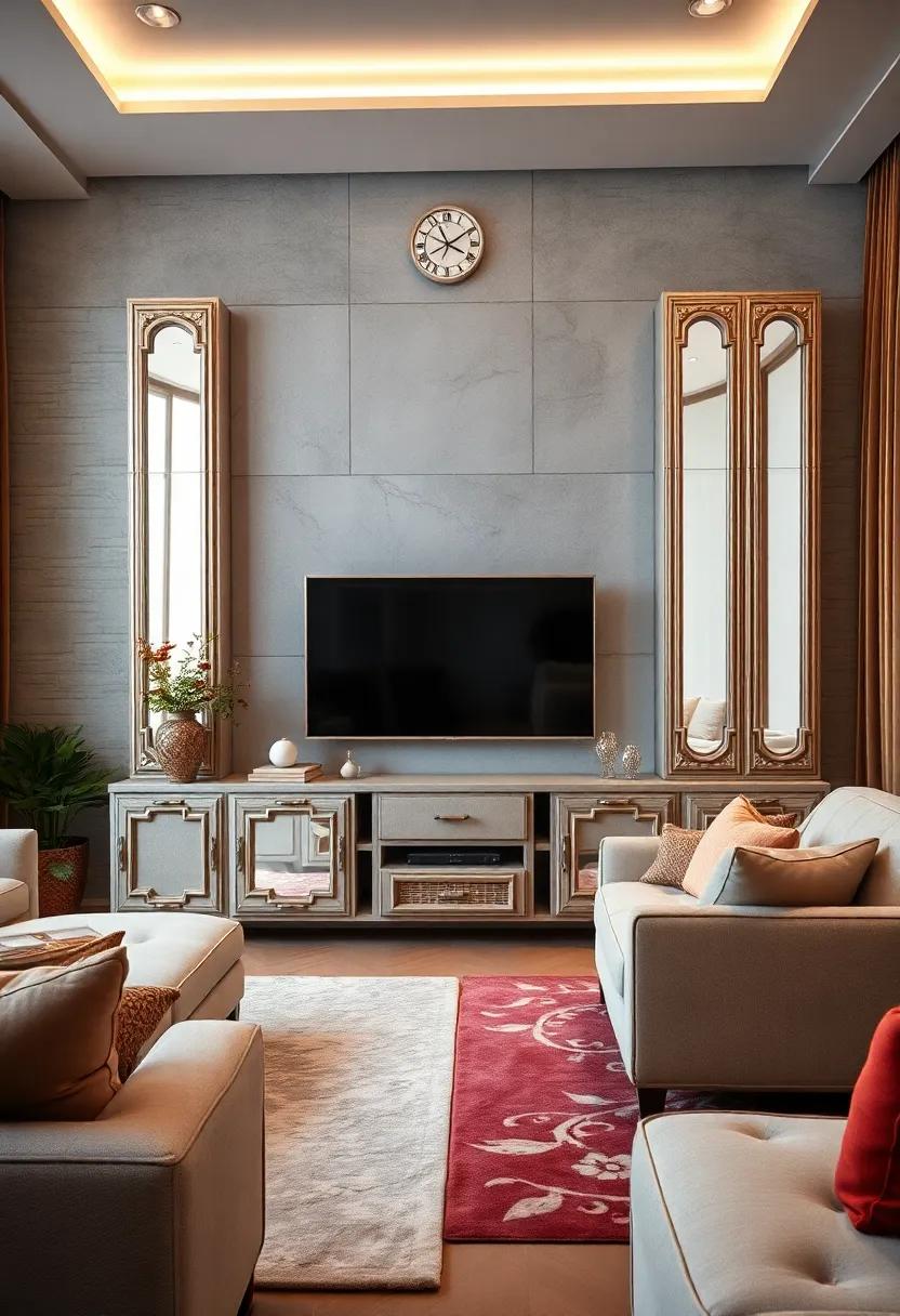 Vintage Glam: A wall unit with mirrored accents and ornate details invites‌ a touch of luxury,making it⁤ an eye-catching centerpiece in any stylish living room