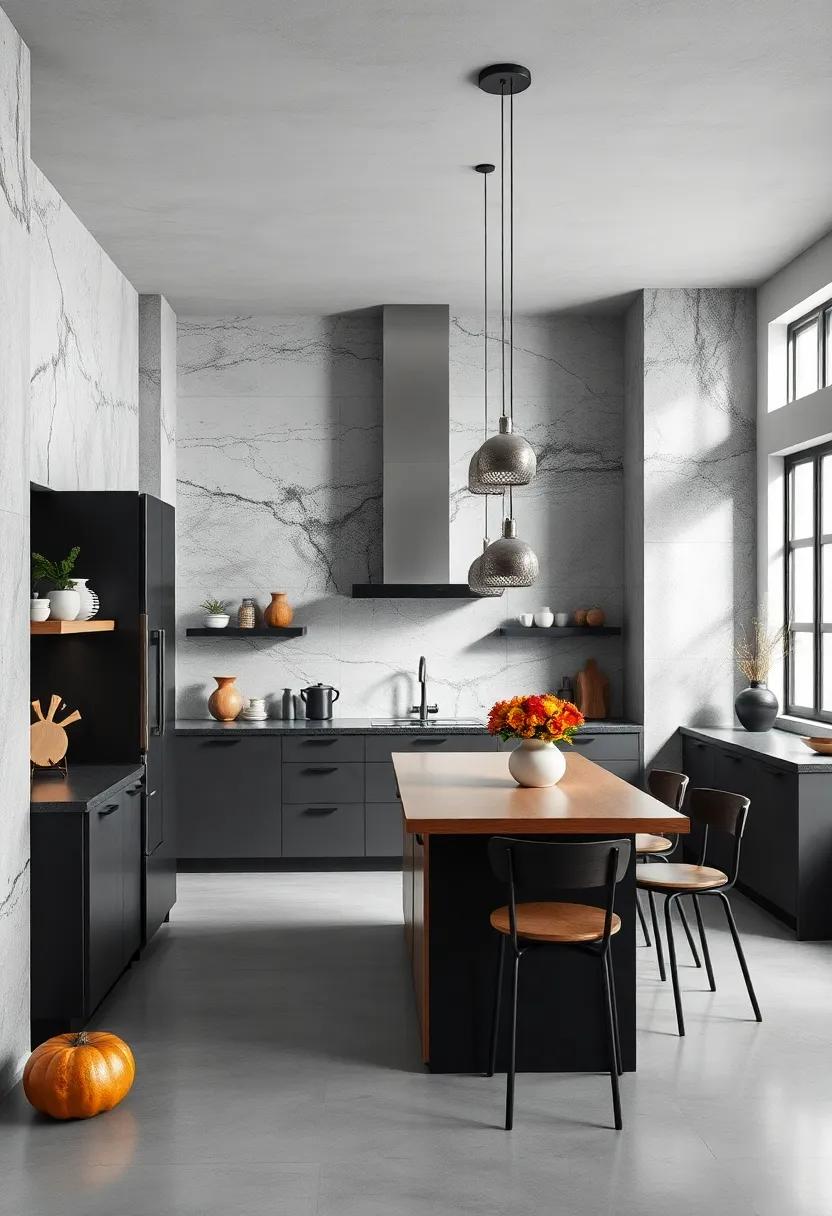 Artistic Murals: Elevate your⁤ kitchen walls with a striking black-and-white mural or ⁣wallpaper to⁢ create a bold statement that inspires creativity