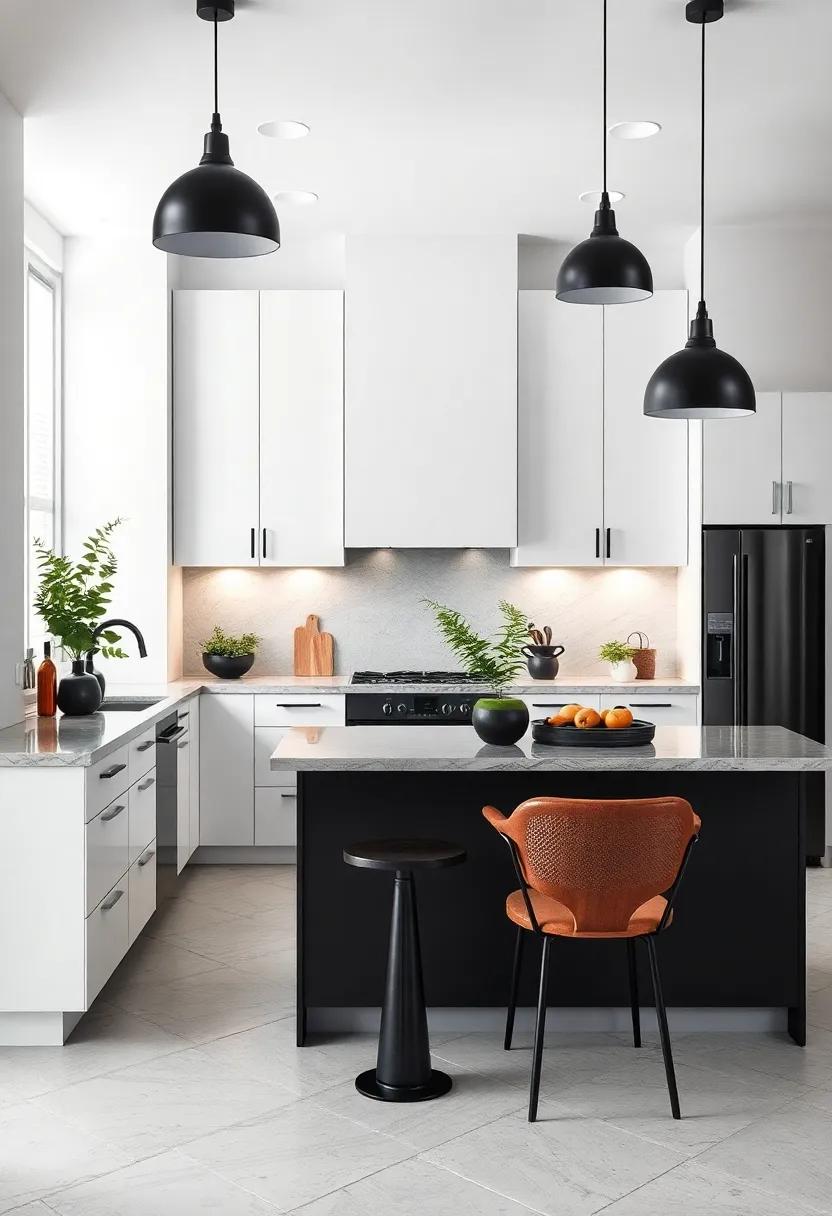 Black Accents: Allow black fixtures such as faucets, cabinet handles, and lighting to stand out against white cabinetry for a ⁢striking contrast