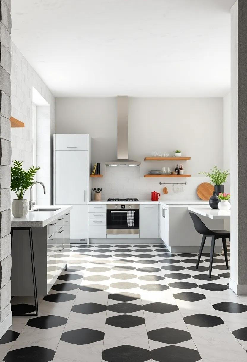 Checkerboard Flooring: Standout with classic black and white checkerboard flooring to make​ a retro statement that's both stylish and timeless
