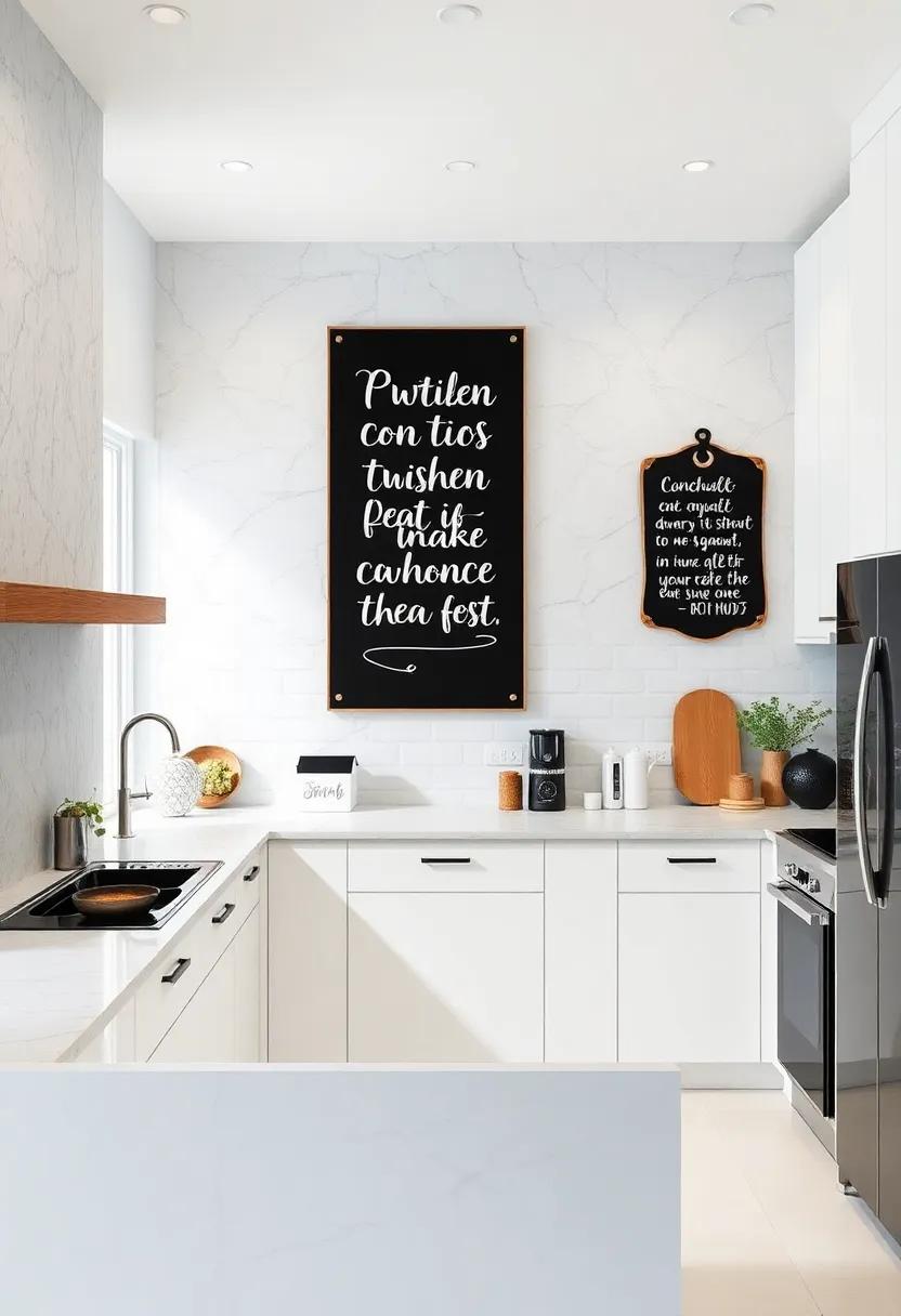 Inspirational ‌Quote ⁢Boards: Create a small black ‍and white chalkboard or wall-mounted board for jotting⁣ down quotes ⁣or recipes, adding ​a personal​ touch
