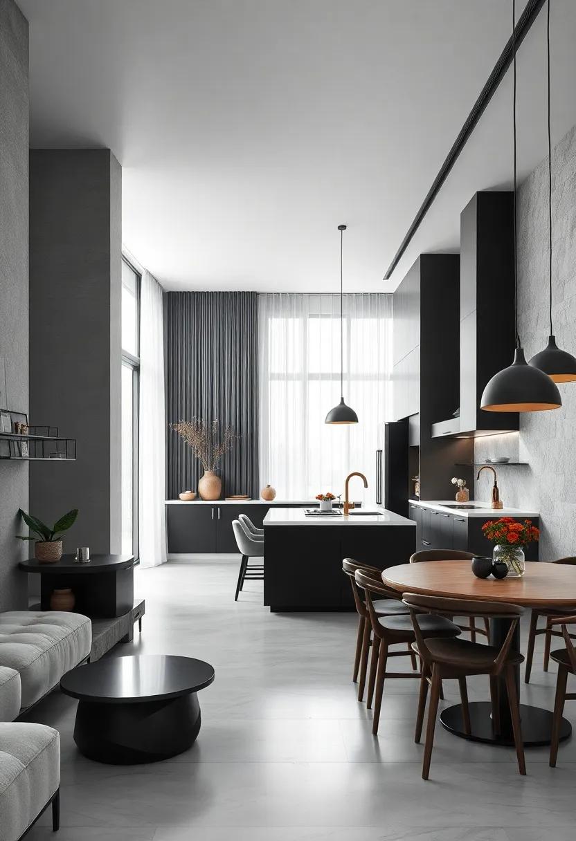 Minimalist Open Layout: ⁢Opt for ‍an open layout that emphasizes ‌space and light, using black and white to define different areas⁣ without visual ​clutter