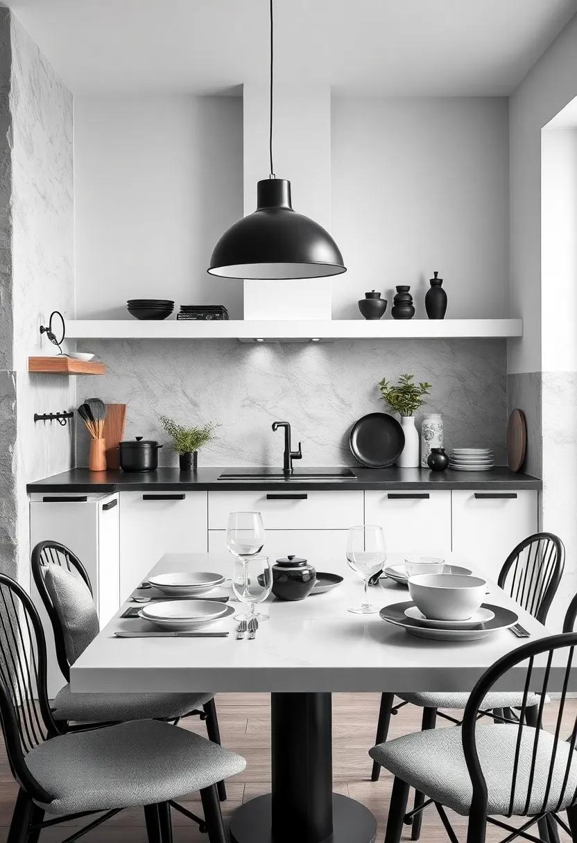 Monochrome Dining ⁣ware: Curate ‌a‍ collection of black and white dishes and utensils to complement ⁢the kitchen's theme, enhancing both practicality and style