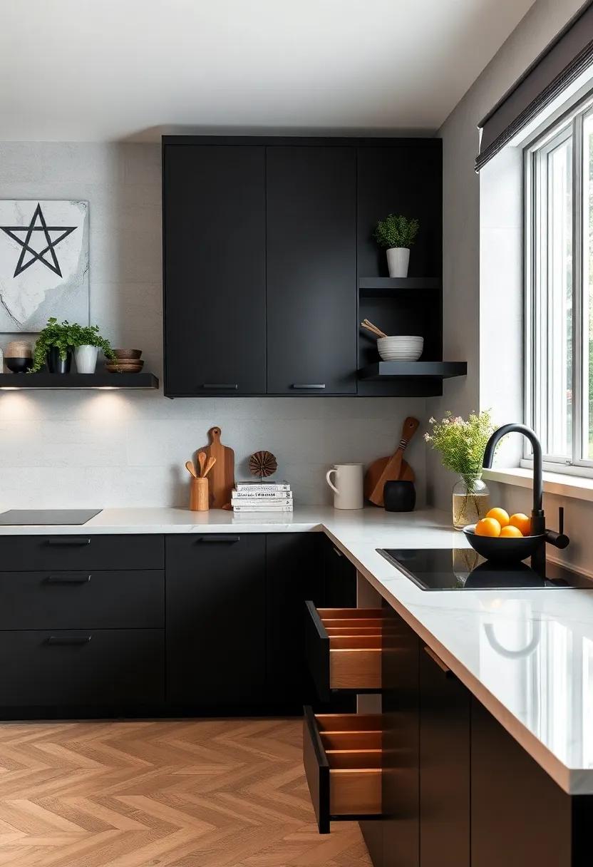 Smart Storage Solutions: Maximize your ⁤kitchen efficiency with customized drawers and smart storage solutions painted in‍ black and white for a cohesive look