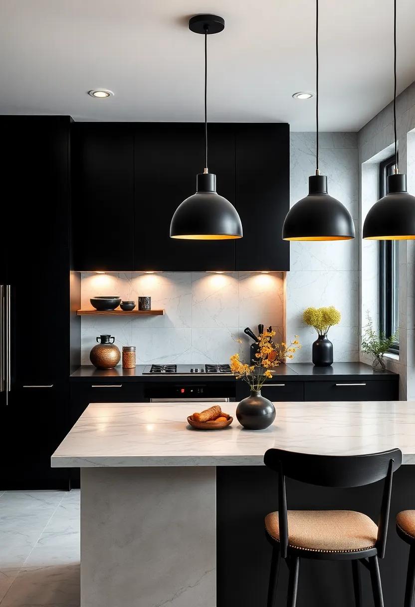 Statement Lighting: choose eye-catching black pendant lights to draw attention downward, creating an‍ inviting atmosphere while preserving modern elegance