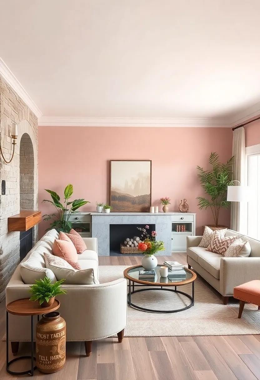 Soft Blush: With a whisper of pink, ​soft blush creates a gentle‌ warmth, softening the space and providing a romantic touch to‌ the living room