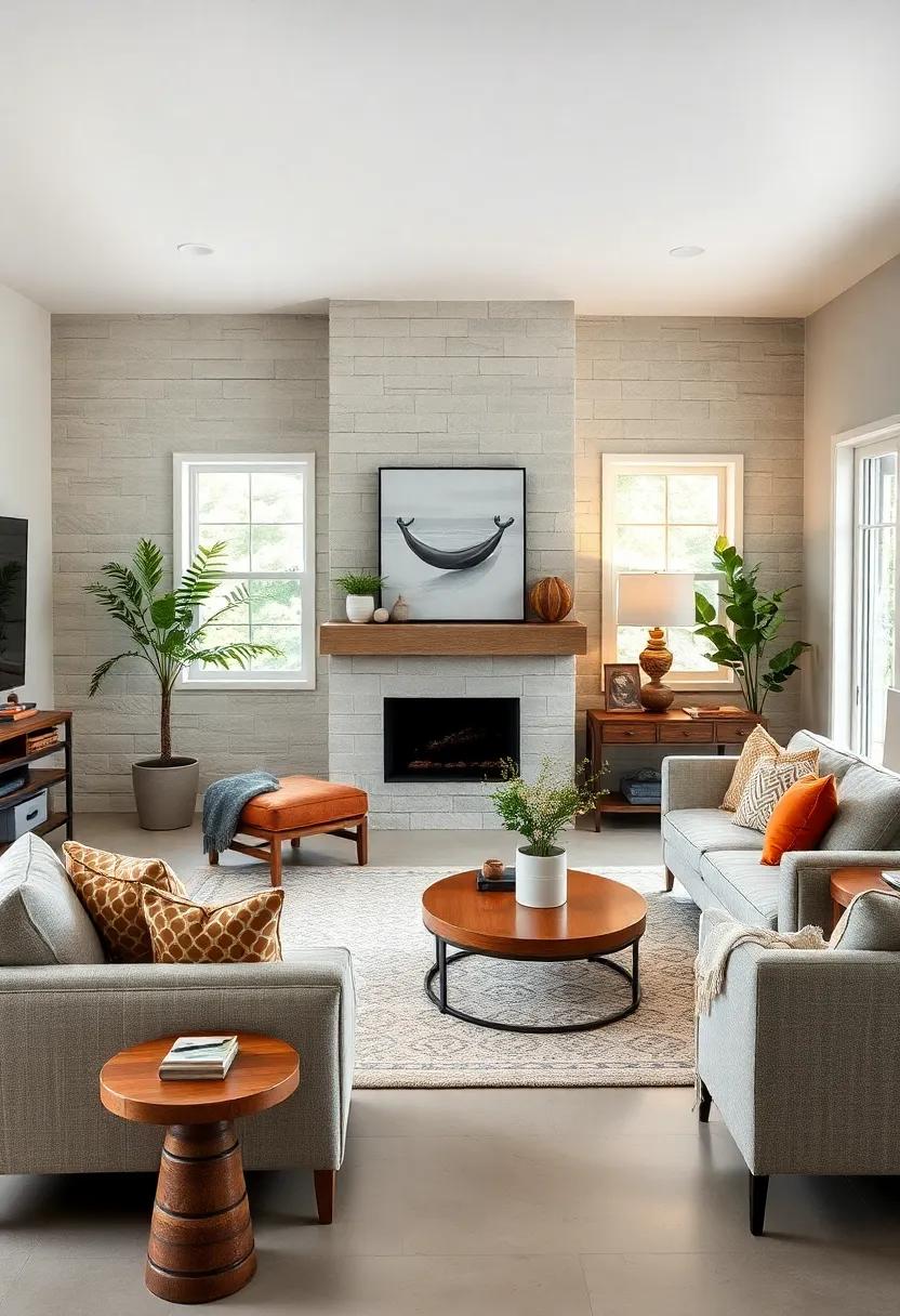 Stone Gray: This cool,muted gray resembles natural stone,adding texture to your living room while remaining firmly in the neutral domain