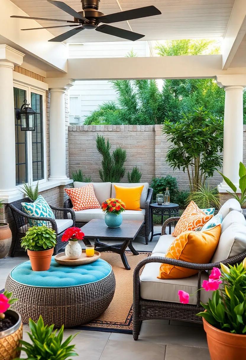 Embrace⁣ Summer vibes with⁣ Brightly Colored pillows: Infuse ​your‌ patio with cheerful hues to create a lively atmosphere that perfectly complements warm,‍ sunny days