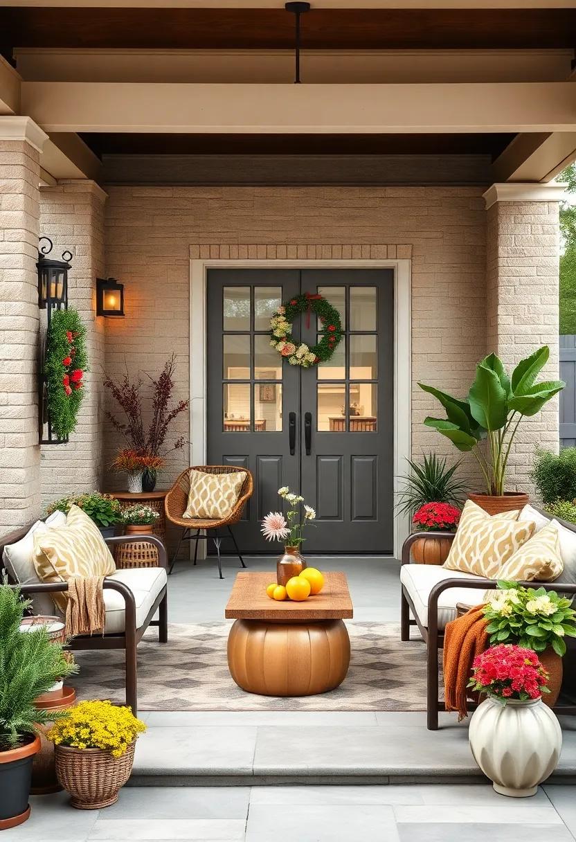 Seasonal wreaths: hang a ‌seasonal​ wreath on ⁣a‍ door or wall ​to⁤ bring a ⁣festive flare to your ⁤outdoor decor that reflects the ‍current⁤ season's⁤ spirit