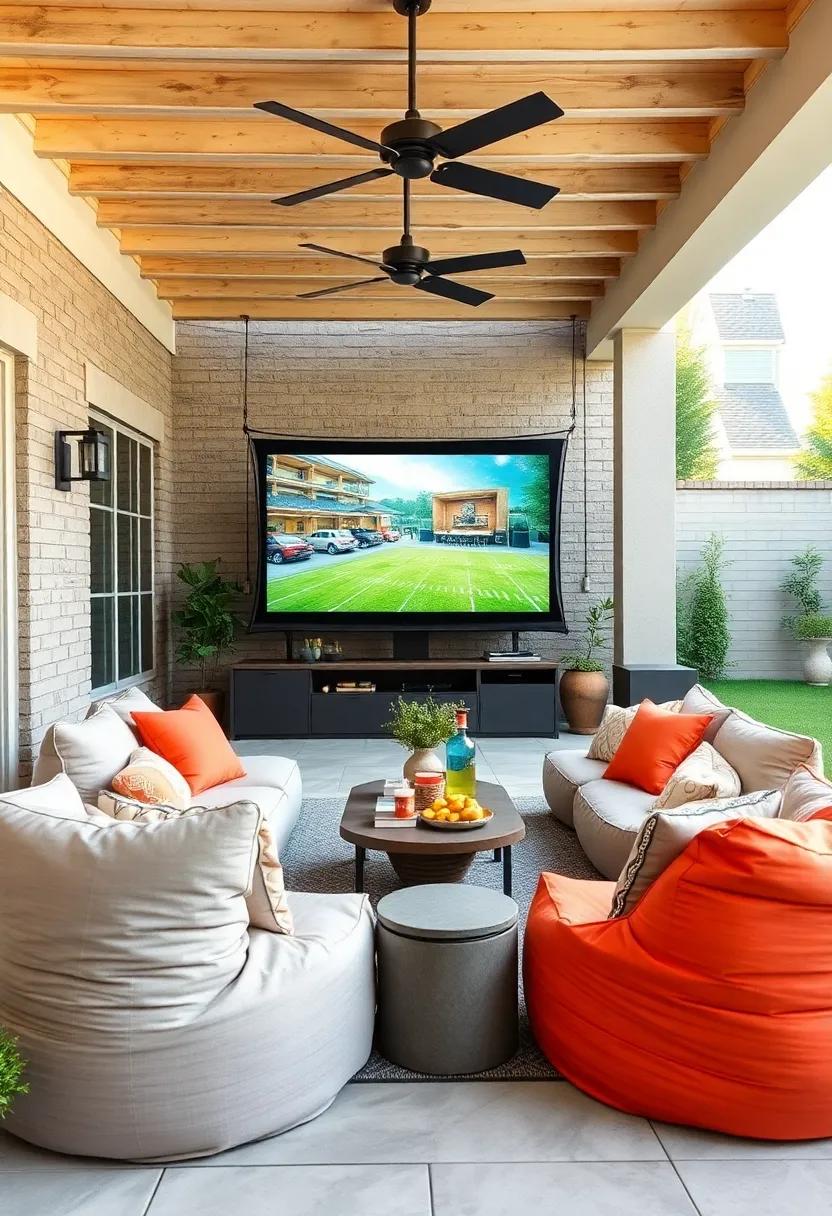 Game Day Ready: Create a bean bag‍ lounge ⁤area complete with a portable outdoor screen and‌ snacks ⁢for an epic ⁤game ‌day with friends and family