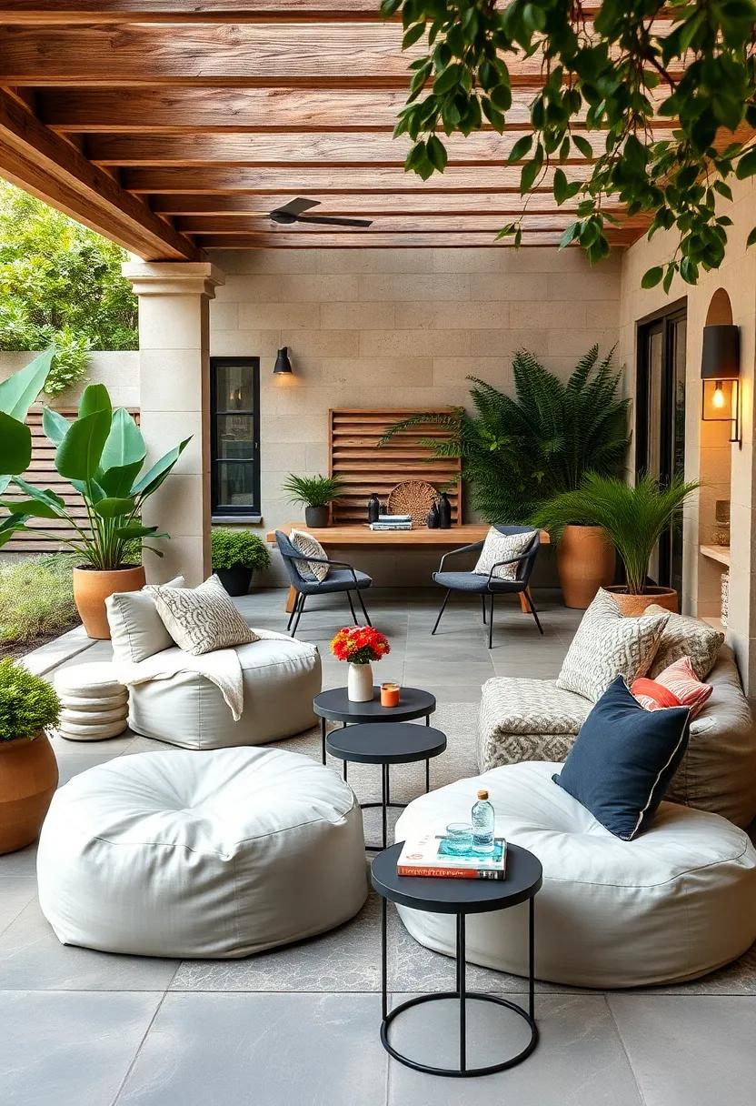 Chic Side Tables: Pair your bean bags with stylish, low ⁢side tables for drinks and snacks, ‍making the perfect outdoor lounging setup