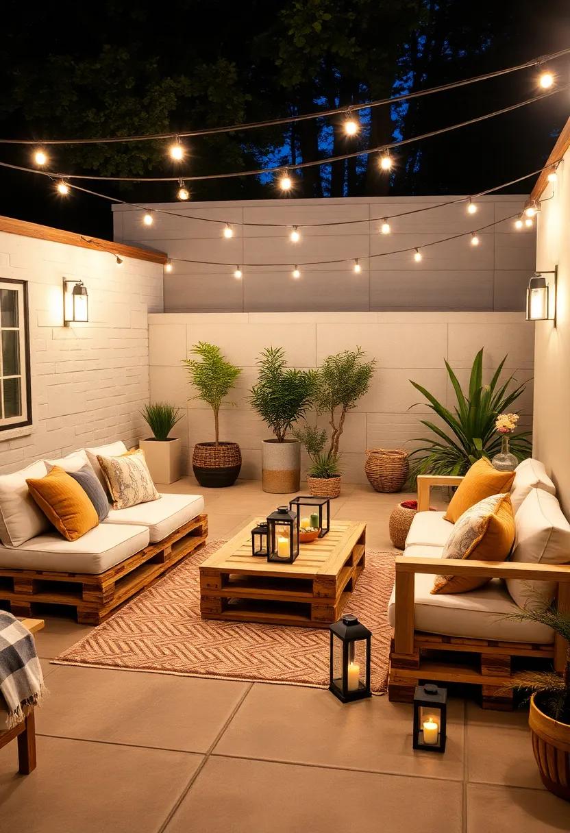 Nighttime Retreat:‌ Add string⁤ lights⁣ and lanterns for a dreamy evening setup. Using pallets as a base for low seating,you can create ‌a cozy space perfect for stargazing or deep‍ conversations