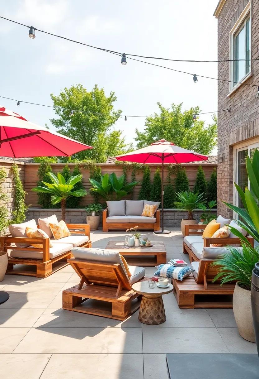 Sun-Kissed Lounge: Position your pallet furniture to⁢ maximize sun exposure. Utilize the space with sun‍ loungers for the‌ perfect‍ sunny escape,complemented by colorful‌ umbrellas⁤ for shade