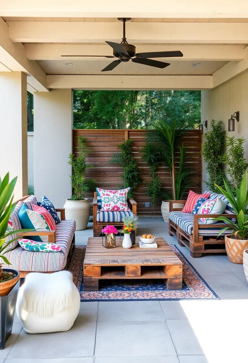 Playful Patterns:​ Play with printed ‌or patterned⁣ fabrics on your pallet creations. Mixing florals,​ stripes, and polka ⁢dots can inject ‍fun⁤ energy ‍into your ⁤outdoor⁢ lounging atmosphere