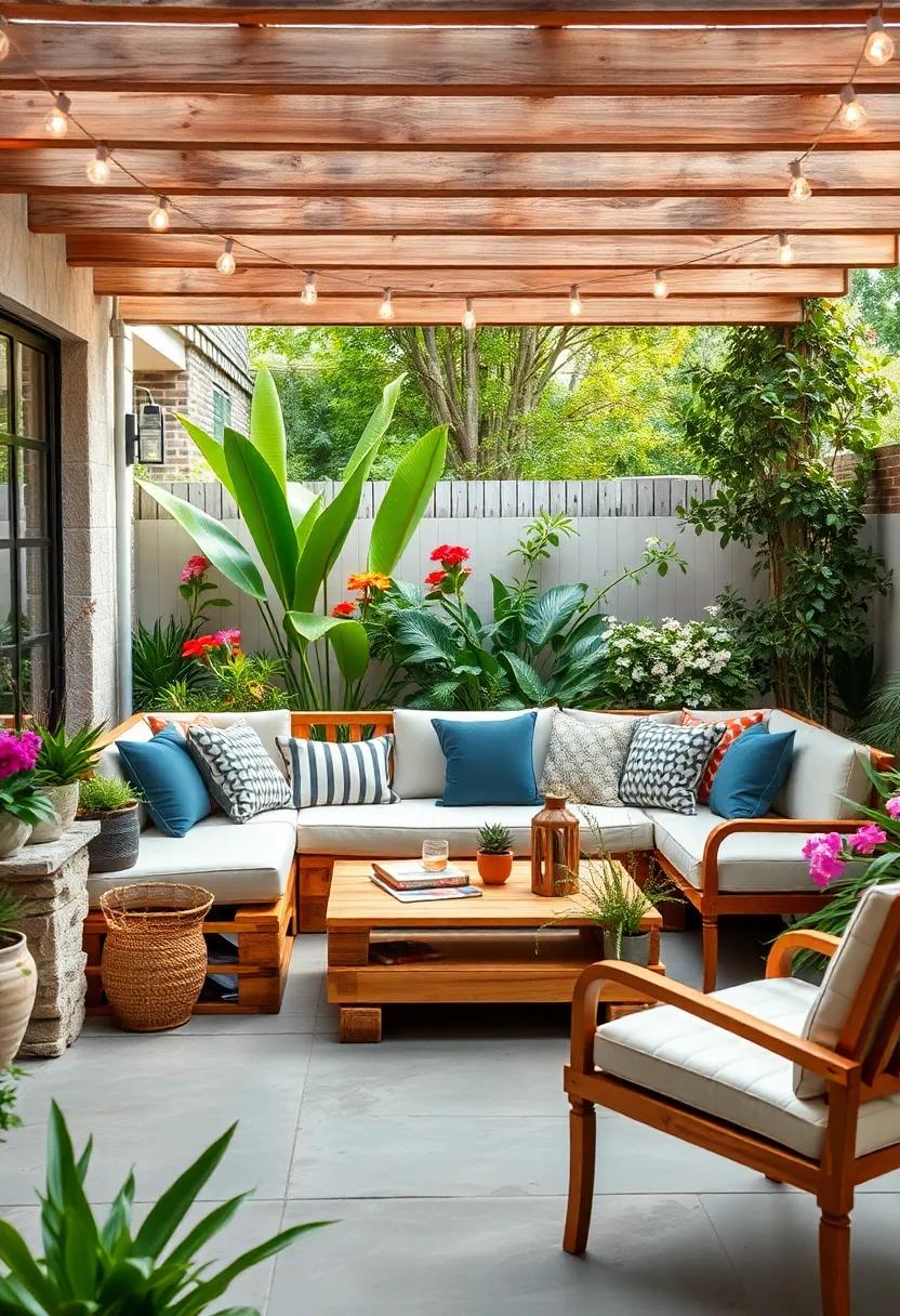 Garden Hideaway: Nestle ​your ‌pallet ⁣lounge amidst lush ⁢greenery‍ and​ flowering plants for a ‌secret ‌garden feel. The vibrant​ colors of nature will naturally uplift ​your outdoor environment