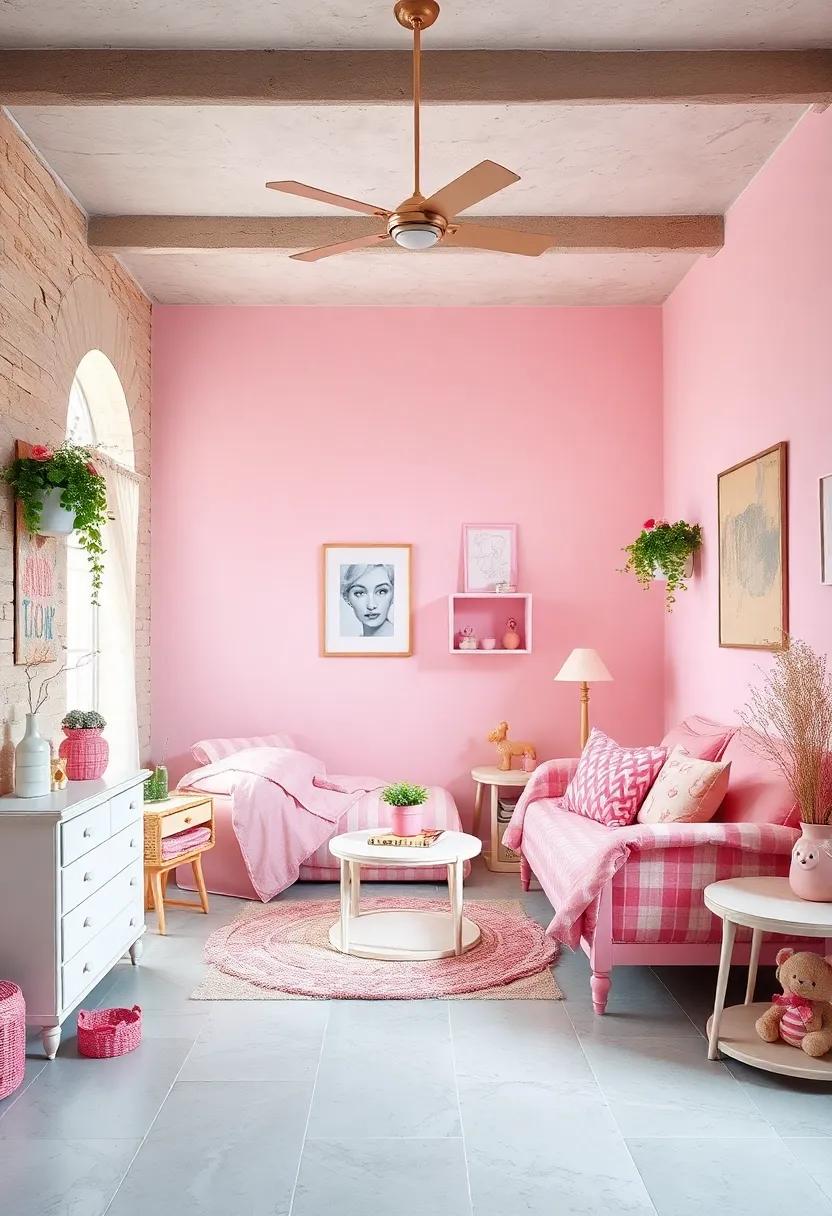 Retro Playful Touches: Infuse vintage touches with classic toys and decor in soft pinks and whites for a charming nostalgic feel