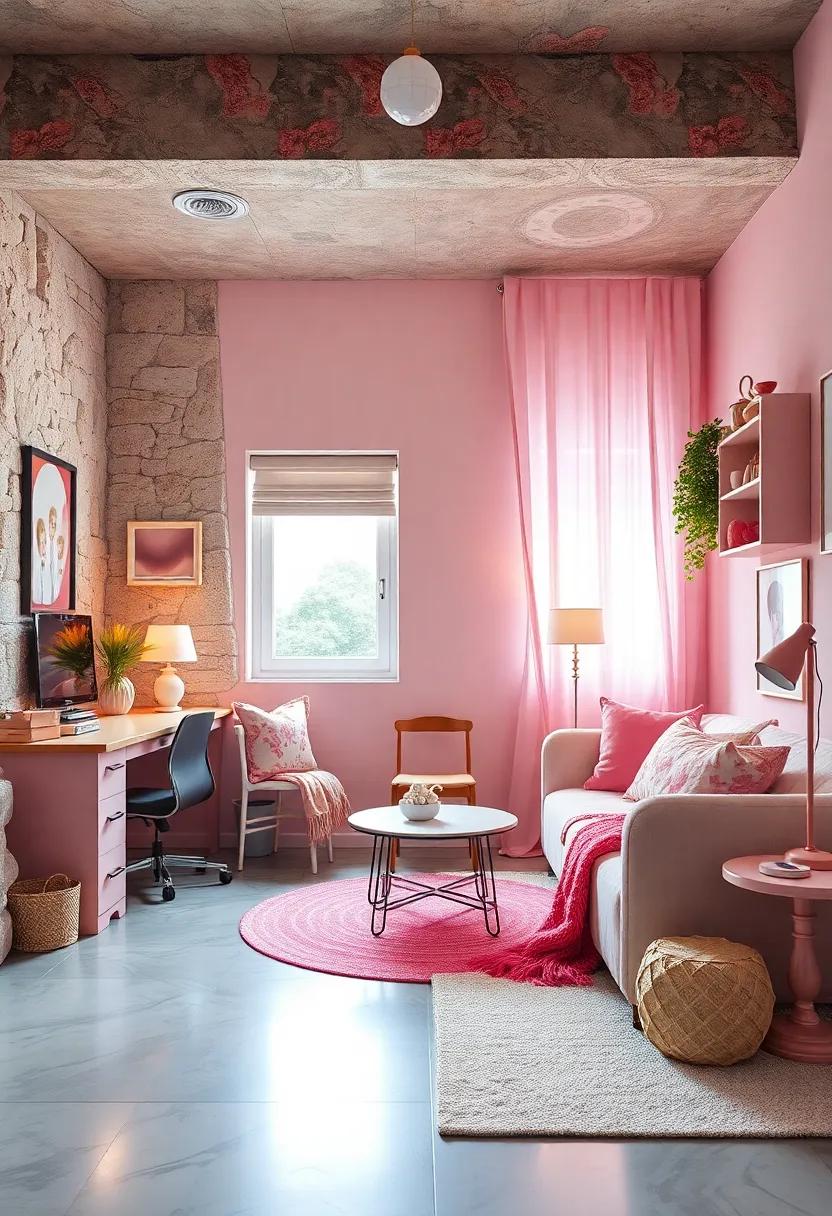 Cozy ⁣Multi-Purpose Space: Design a room that doubles as a play area and study ⁤space, ⁣incorporating pink and‍ white furniture that serves both functions with style