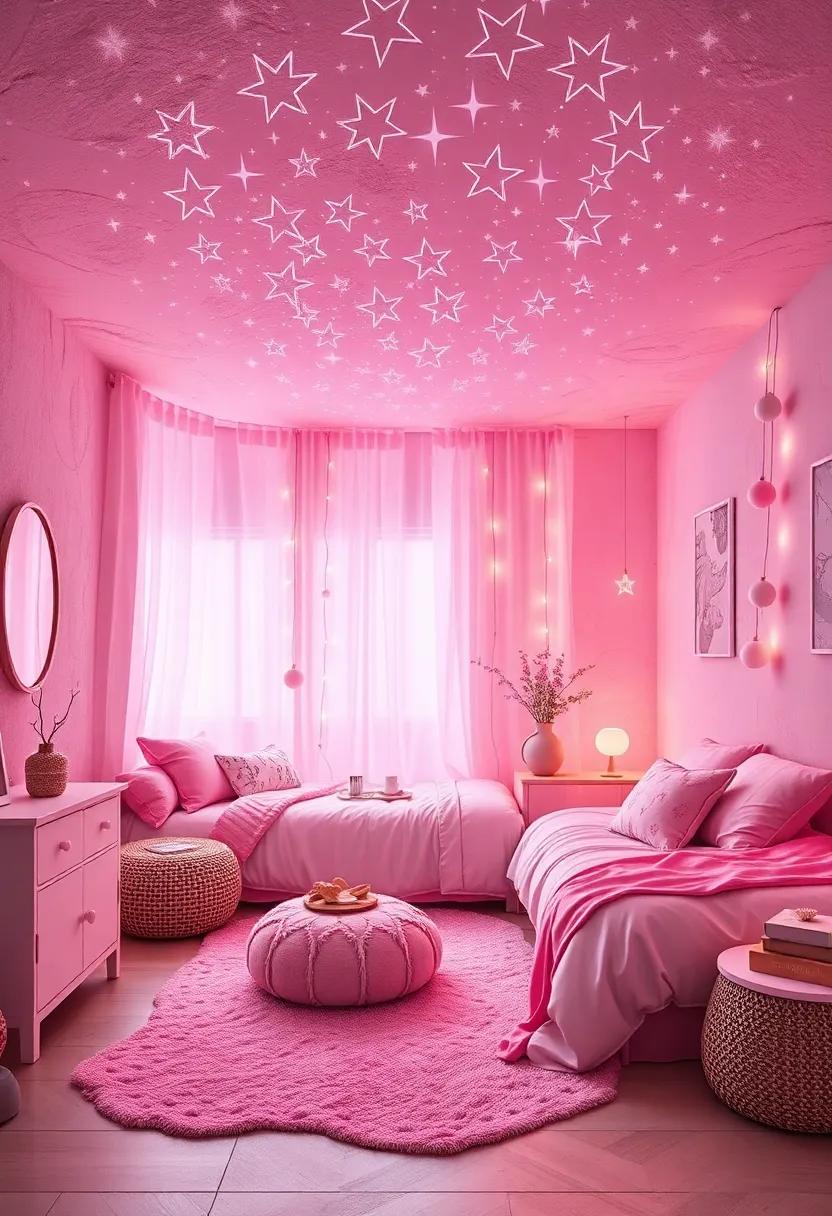 DIY Pink Dreamcatchers: Incorporate handmade dreamcatchers with a blend of pink feathers and white beads for a personal and bohemian flair