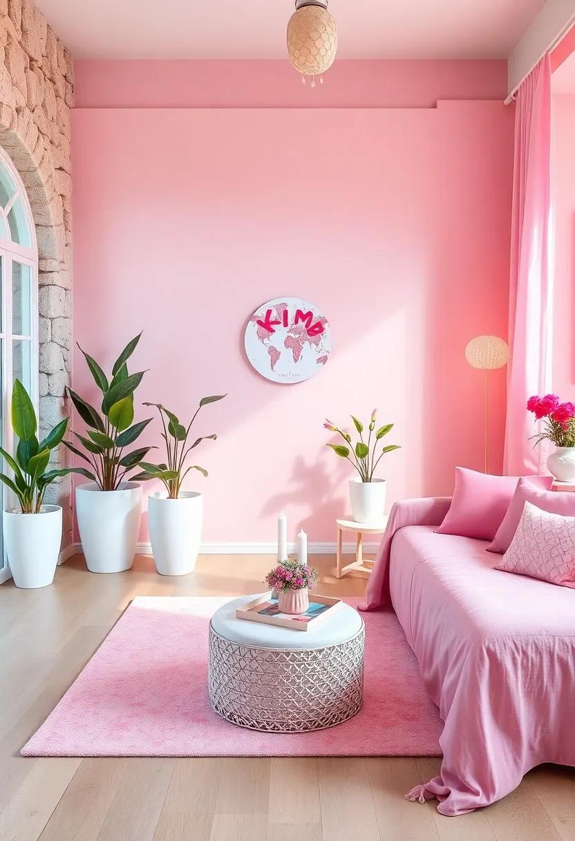 Enchanted Garden Element: Bring the ⁢outside in ⁣with indoor plants in white pots, adding ⁢a splash of pink through floral arrangements