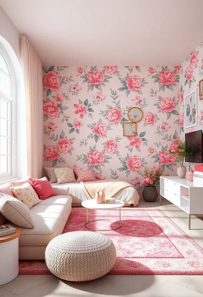 Charming Floral‍ Accents:⁢ Adorn the room with beautiful floral wallpaper ​and pink rugs,celebrating the beauty of nature in a soft,sophisticated way