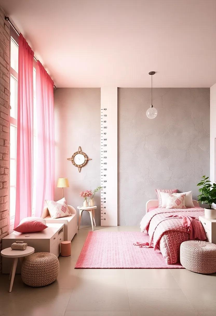 Interactive growth Chart: Paint a growth chart in pastel pink ⁤and white,making⁣ it ⁣a delightful⁢ way to track her growth while adorning the wall​ with love