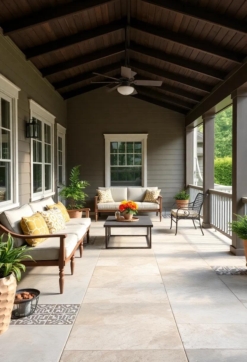 Interlocking Shapes:​ Explore‍ the beauty‍ of interlocking tile‌ shapes ‍that create captivating patterns,providing rhythm⁢ and movement‍ throughout the⁣ porch floor