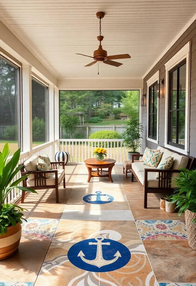 Coastal Retreat: Use mosaic tiles inspired by the ocean, featuring soft blues and sandy neutrals, to‍ evoke⁢ a refreshing seaside feel on your screened porch
