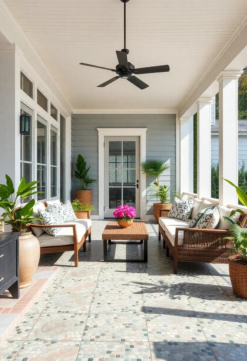 Textured Glass Tiles: Add depth and‍ reflection with textured glass mosaics that catch sunlight beautifully,creating a luminous,shimmering effect​ on your porch