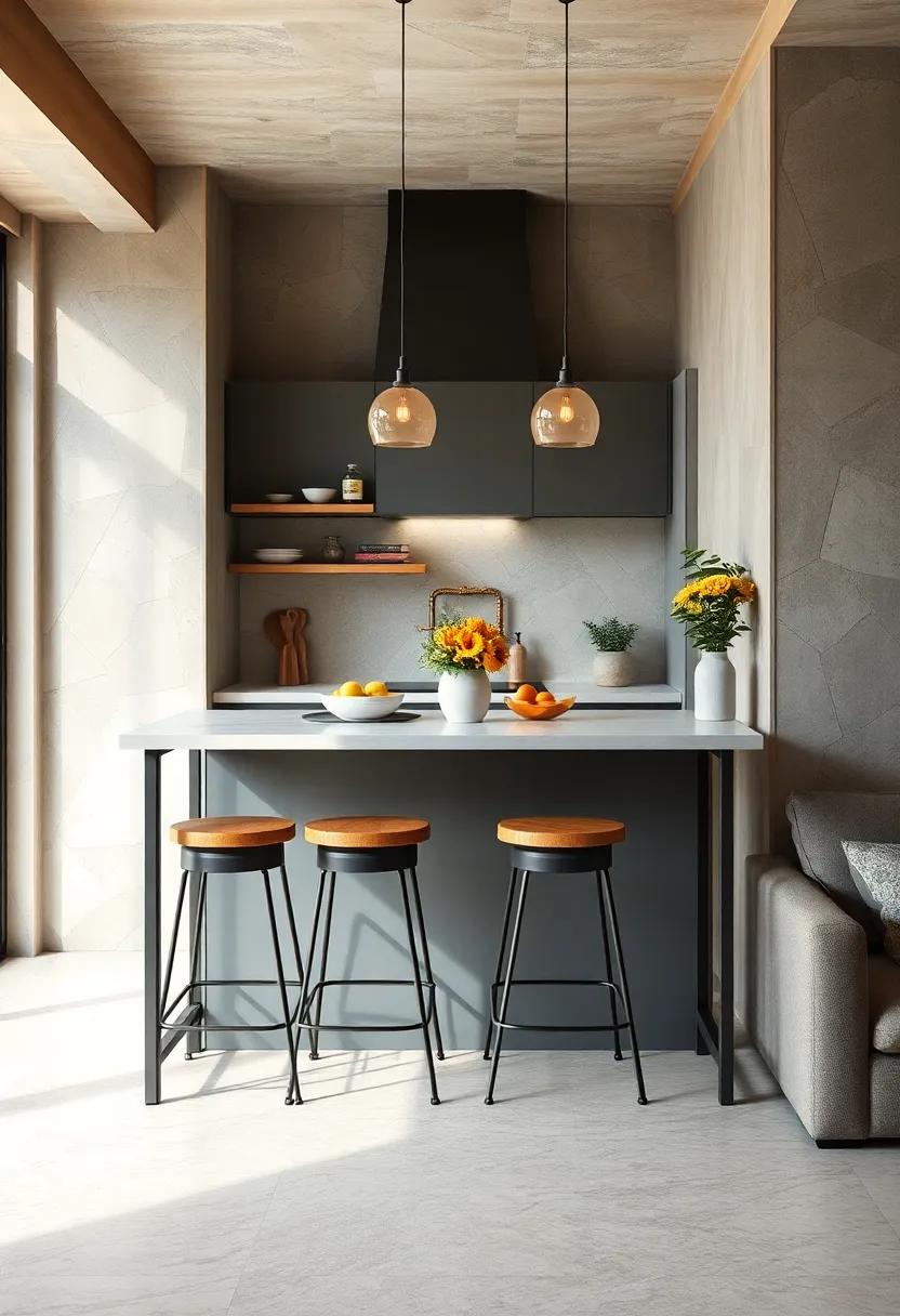 Contemporary Metal: Pair a metal breakfast bar with industrial-style stools for a modern look ⁢that’s easy⁤ to maintain