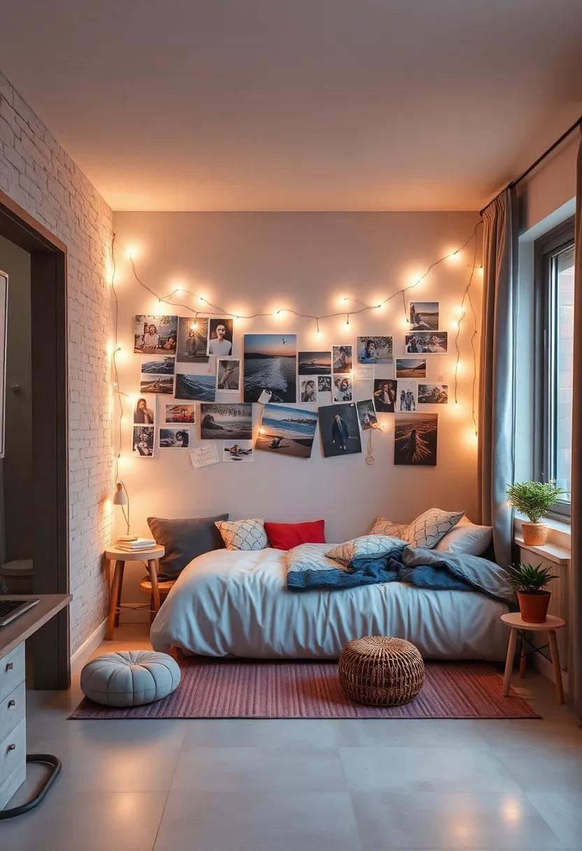 Memory‍ Lane: ⁣Create‍ a memory wall by ‍pinning up photos and ‌wrapping fairy lights around⁢ them for a nostalgic glow