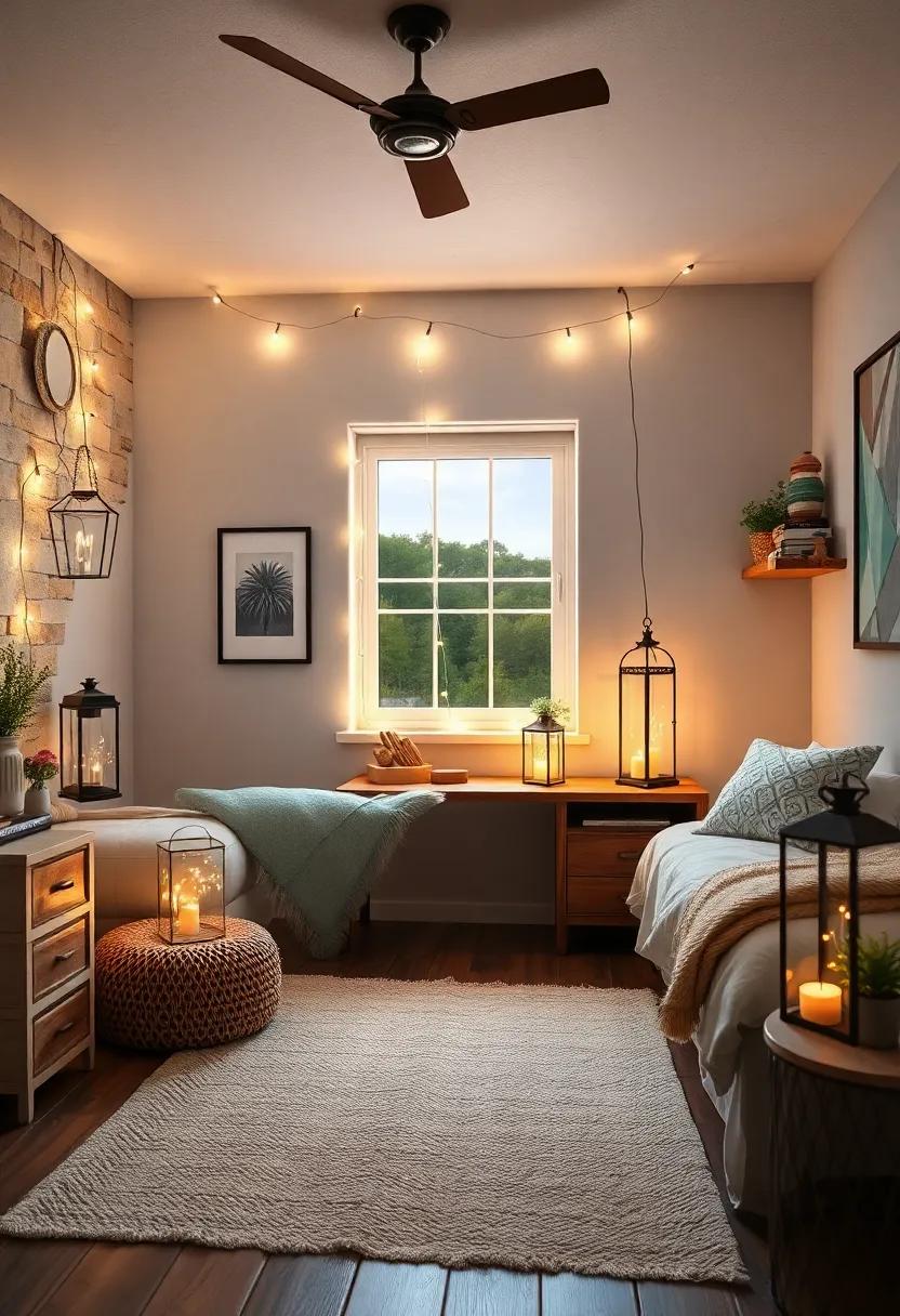 Lantern Illusions: Place‍ battery-operated fairy⁢ lights inside decorative lanterns ‌for a vintage-inspired​ touch that enhances your ‌room's romantic⁤ feel