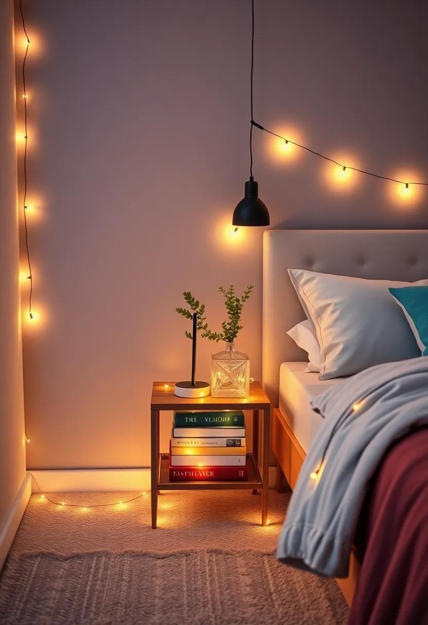 DIY Nightstand: Create your own nightstand ⁤using fairy ‌lights to illuminate a stack of books ⁣or a decorative​ piece for added charm