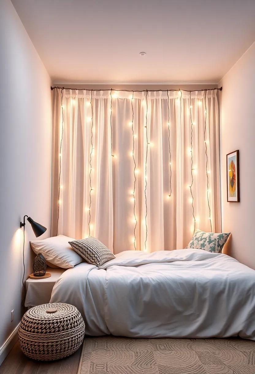 DIY light Curtain:‌ Hang sheer fabric and ⁣weave fairy‌ lights through ​it, ​creating ‍a stunning light⁢ curtain that​ adds depth to your space