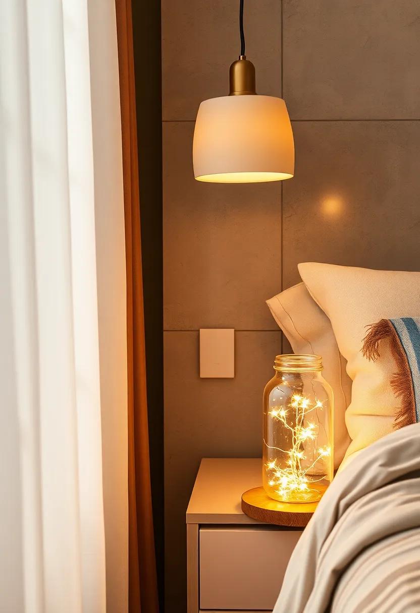 bedside Magic:‍ Upgrade your bedside table‍ by placing a jar filled ​with fairy‍ lights⁣ as an‍ enchanting ⁢lamp alternative