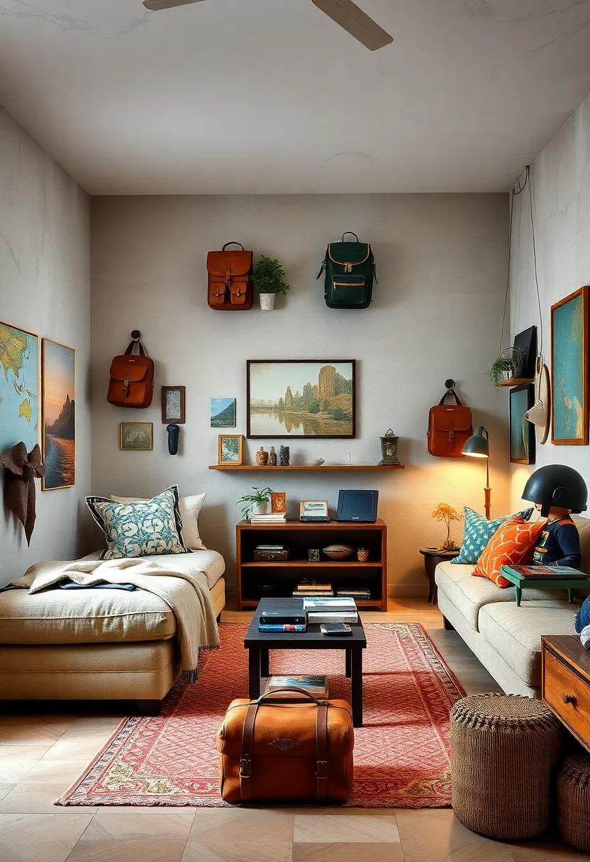 Retro Travel Gear Display: ​Showcase vintage travel⁣ gear ⁣like old backpacks or travel ‌kits as part of the ⁣decor