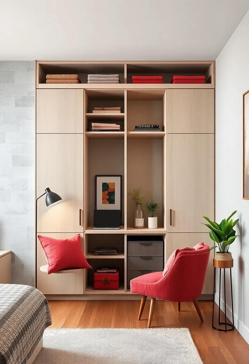 Hybrid Desks: ‍Combine‌ a workspace with a wardrobe; ⁤fold-down ‌desks‍ that⁤ emerge from the wardrobe create a versatile nook for productivity