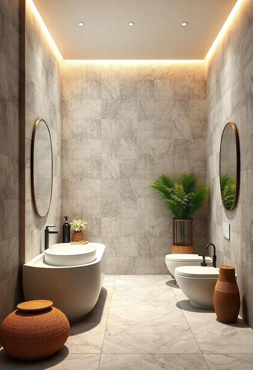 Ethereal Fabric Wall Panels: Incorporate fabric wall panels that catch the eye with their ethereal quality, enriching your bathroom's tranquil theme