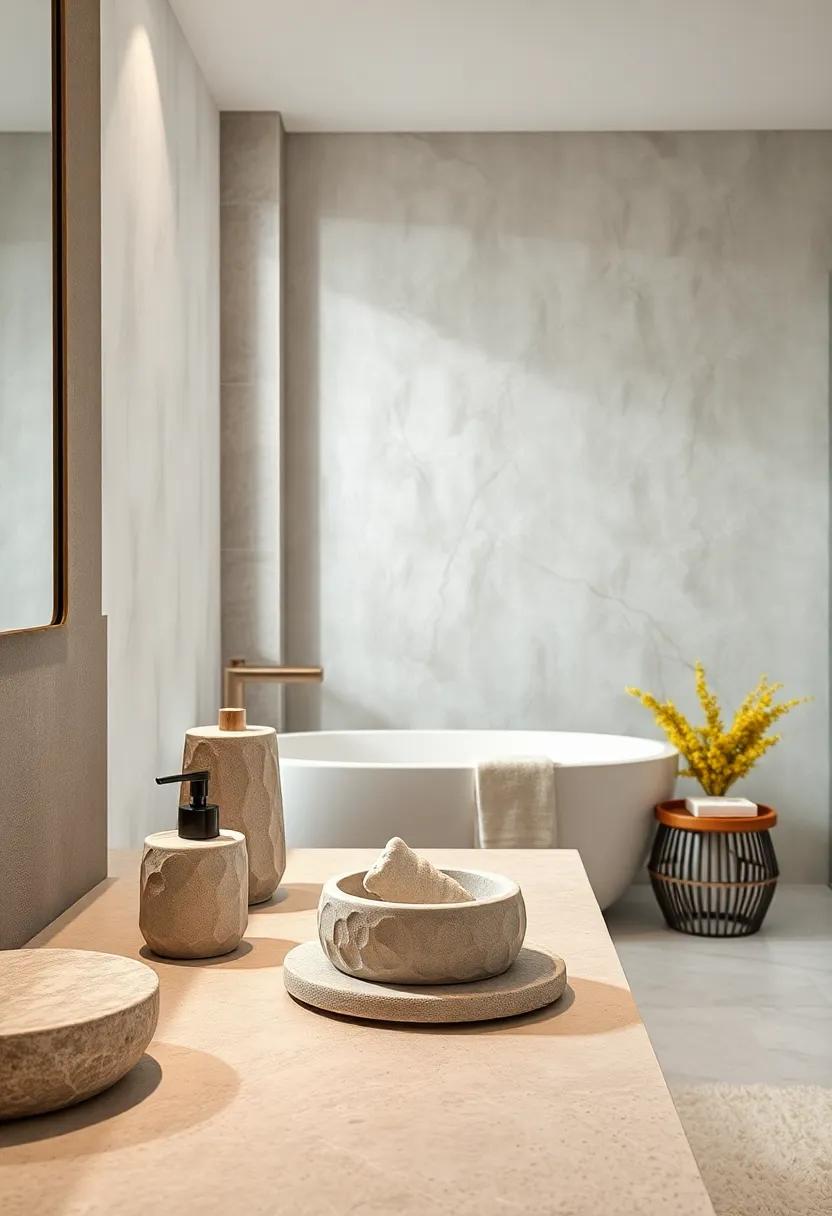 Soft Textured Soap‌ Dispensers: Choose soap‍ dispensers and accessories made from soft, textured materials⁢ to ⁤bring harmony to ⁢your bathroom’s layout