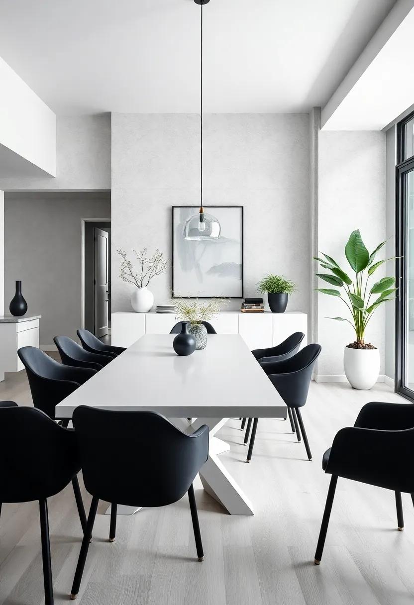 Embrace Minimalism: Discover ⁤how a clean, white dining table paired⁤ with sleek black chairs can create an airy and spacious feel⁢ in your dining room